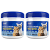 2 Pack of unscented pet eye wipes for removing dirt and tear stains on sensitive eyes, featuring a cat and dog on the label.
