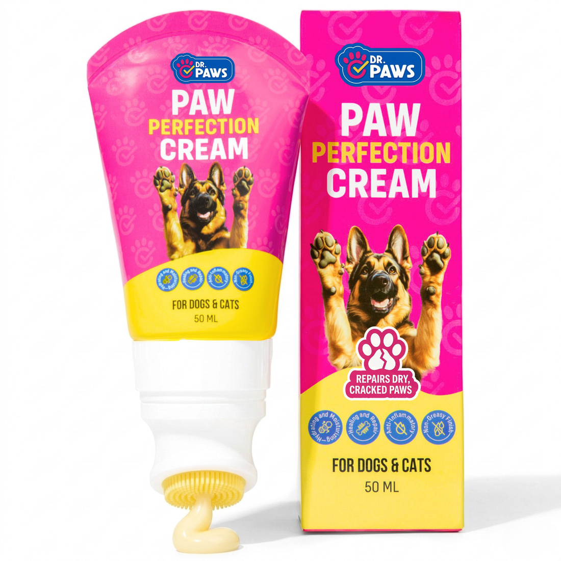 Crema Paw Perfection: protector y bálsamo reparador para patas de perro con aplicador de punta suave