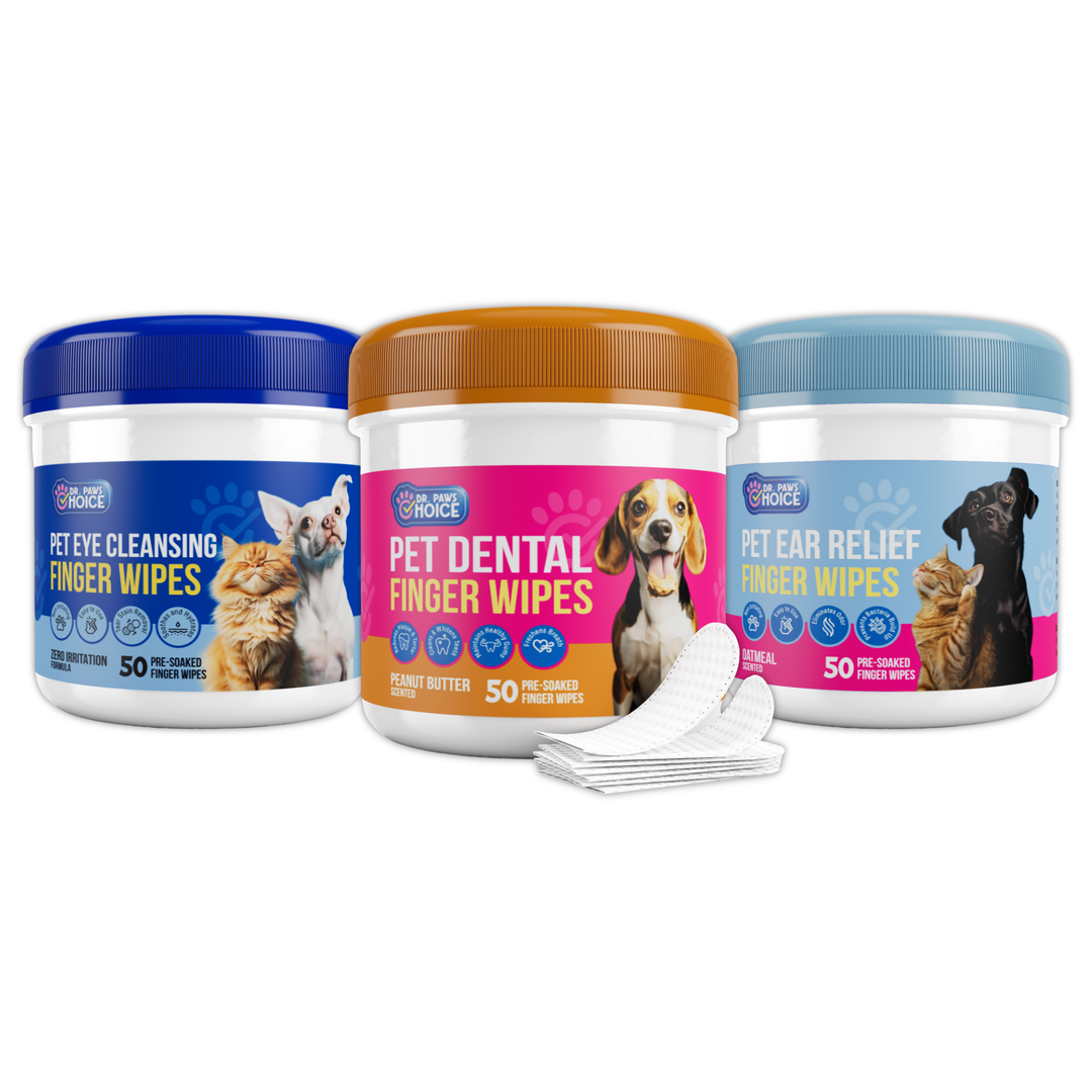 3-Pack Hygiene Bundle – Pet Dental, Ear, & Eye Finger Wipes
