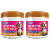 2 Pack of Peanut Butter Scented Pet Dental Finger Wipes for effective and easy pet dental care.