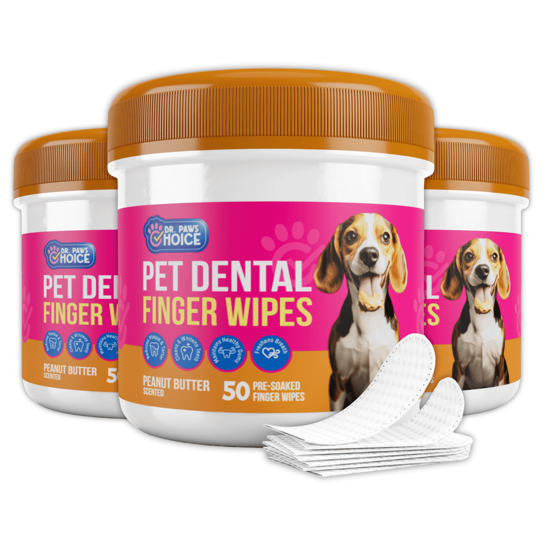 3 Pack Dental Wipes for Pets, Peanut Butter Scented, Ideal for Oral Hygiene, Includes 150 Easy-to-Use Finger Wipes.