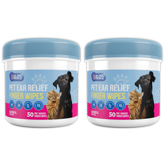 2 pack oatmeal-scented ear wipes for pets' ear cleaning and freshness with gentle and effective care.
