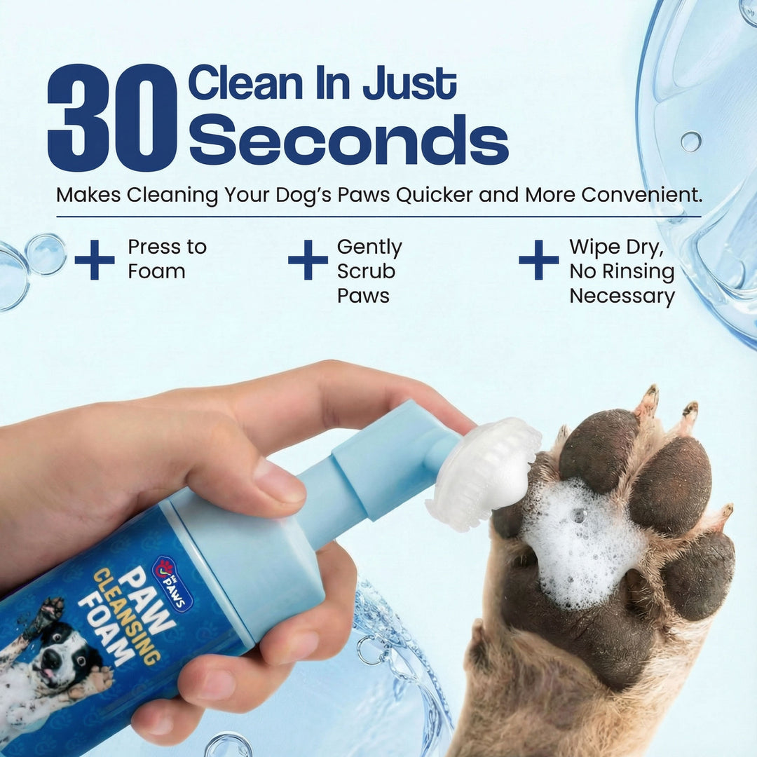 Espuma limpiadora para patas de perro: fórmula hidratante y resistente al lamido con cabezal de cepillo incorporado