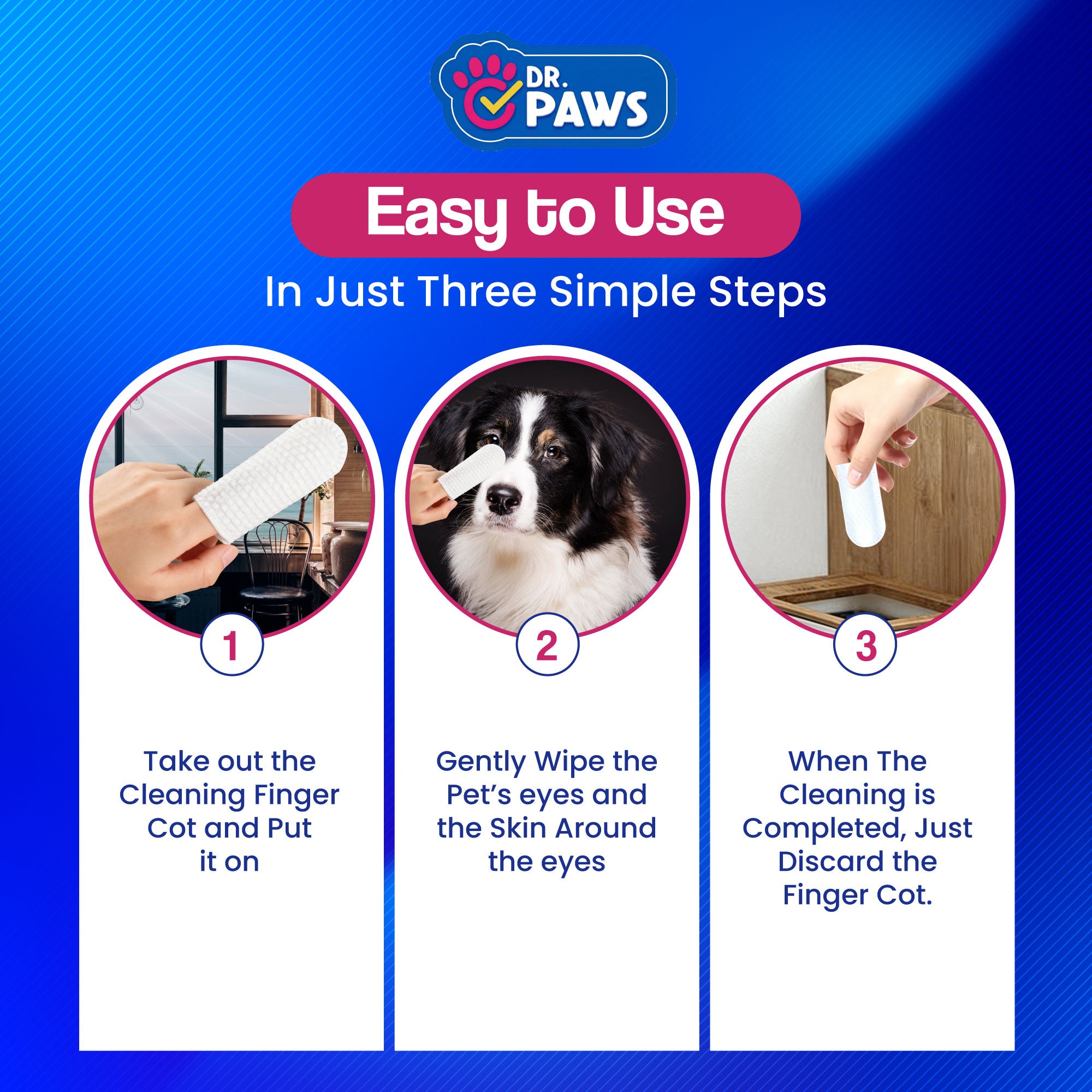 Eye Cleansing Finger Wipes for Pets (50 Count)