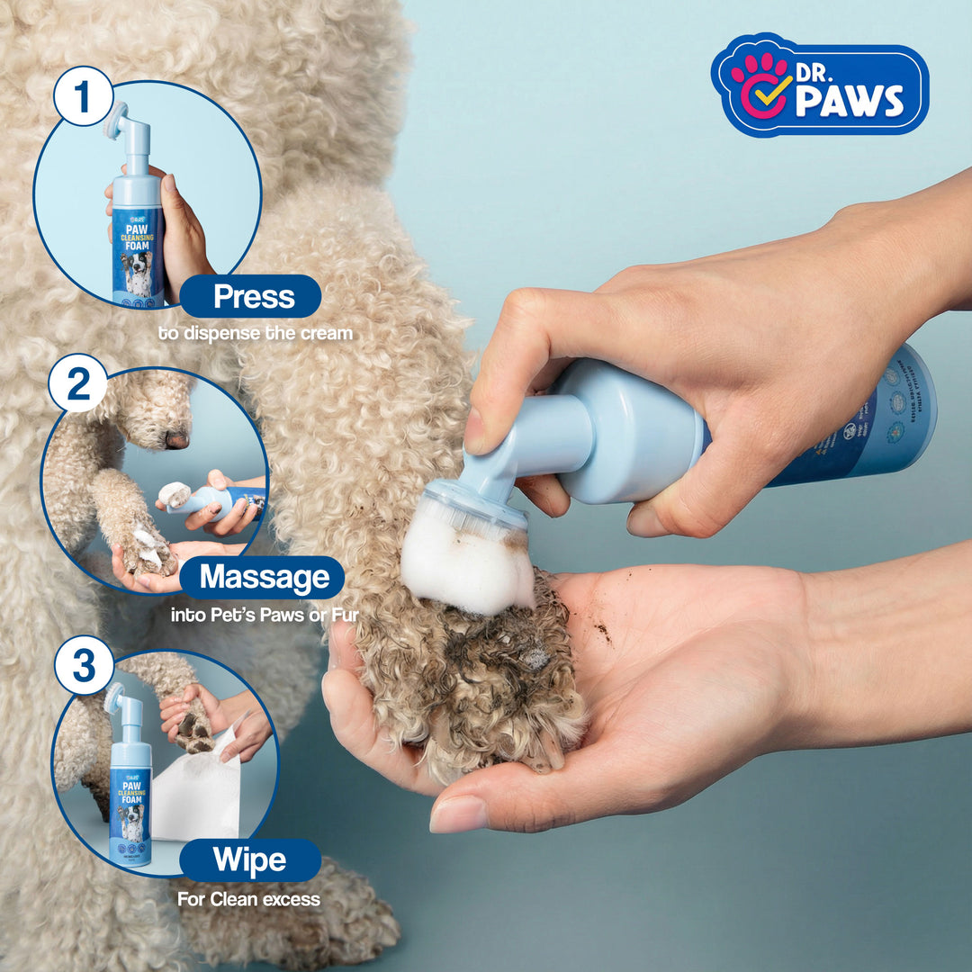 Espuma limpiadora para patas de perro: fórmula hidratante y resistente al lamido con cabezal de cepillo incorporado