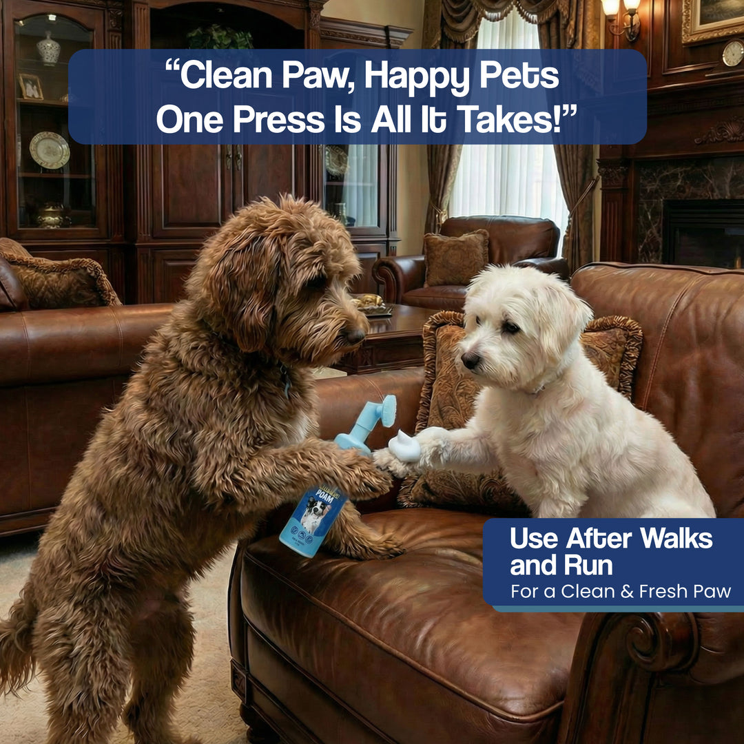 Espuma limpiadora para patas de perro: fórmula hidratante y resistente al lamido con cabezal de cepillo incorporado