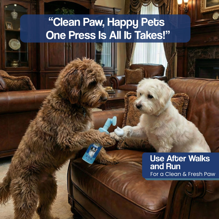 Espuma limpiadora para patas de perro: fórmula hidratante y resistente al lamido con cabezal de cepillo incorporado