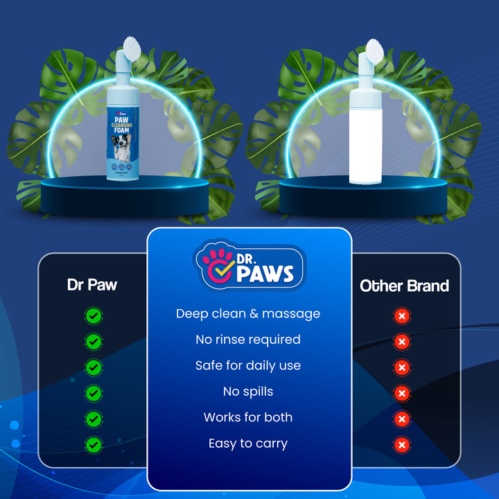 Espuma limpiadora para patas de perro: fórmula hidratante y resistente al lamido con cabezal de cepillo incorporado